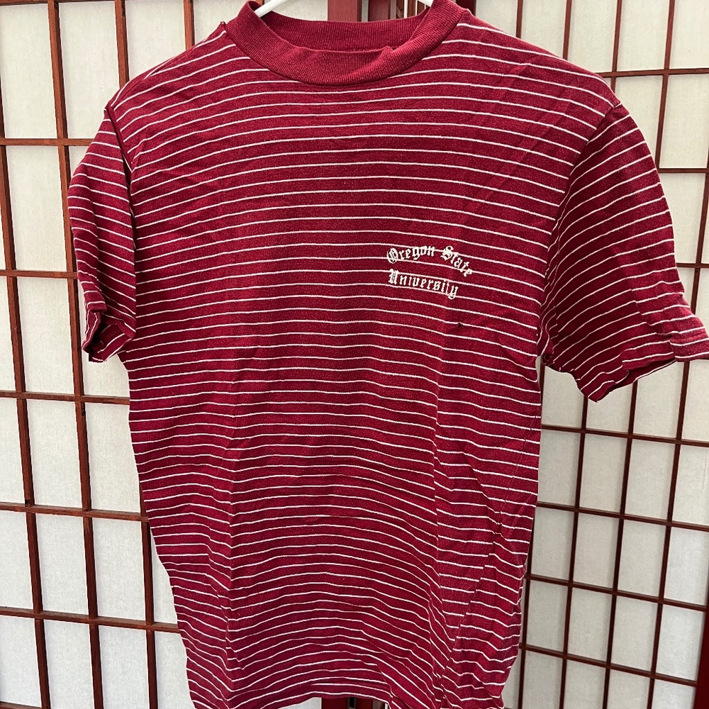 Vintage Oregon State University OSU Beavers Striped Shirt Maroon Size S/M